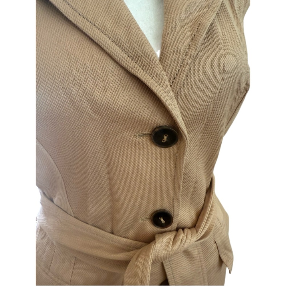 Escada Tan Button-Up Belted Dress